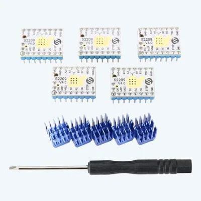Imagen de Stepstick Mute TMC2209 V3.1 Modo UART de controlador motor paso a con disipador térmico para rampas Reprap1.4 MKS Gen/SKR V1.3 Rampes GEN L1.4/1.5/1.6 Tarjeta control 5 unidades