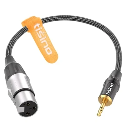 Imagen de tisino Adaptador de cable equilibrado XLR a 3,5 mm Jack, hembra mini jack 1/8 pulgadas, auxiliar para micrófonos escopeta o condensador, 30 cm