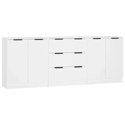 Imagen de vidaXL Aparador de 3 Piezas Armario Auxiliar Alacena Mesa Consola Entrada Pasillo Vestíbulo Recibidor Mueble Madera Contrachapada Blanco