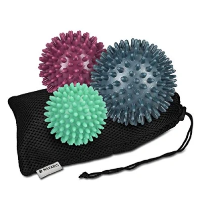 Imagen de Navaris Set de 3 Bolas con diseño Erizo Masaje Pinchos para Dolores musculares Pelotas liberación miofascial Ø6 7 y 8CM