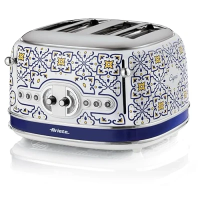 Imagen de Tostadora Ariete Capri, 1630W, 4 Ranuras, Rebanadas, 6 Niveles de Tostado, Azul/Blanco