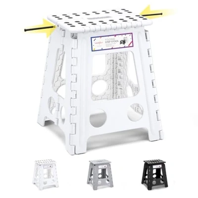 Imagen de HOUSE DAY 40 cm Taburete Plegable Blanco, para Caminar, Plegable, portátil, Pasajero,
