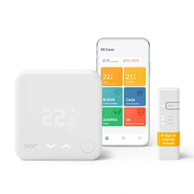 Imagen de tado Termostato inteligente Cableado Kit de Inicio V3+, Control calefacción, fácil instalación, diseñado en Alemania, compatible con Amazon Alexa, Siri y Asistente Google