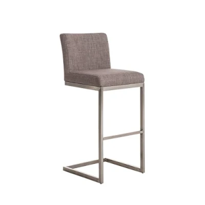 Imagen de CLP Taburete De Bar Paros En Estilo Cantiléver I Cocina Tapizado Tela Silla Alta con Respaldo &amp; Reposapiés Color:, Color:Gris