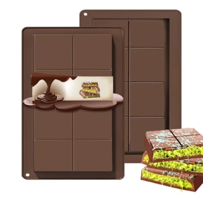 Imagen de Molde de Silicona Chocolate 2 Piezas,Molde para Dubai,Molde Tableta Chocolate,Molde Turron Molde,para Caramelo Praliné