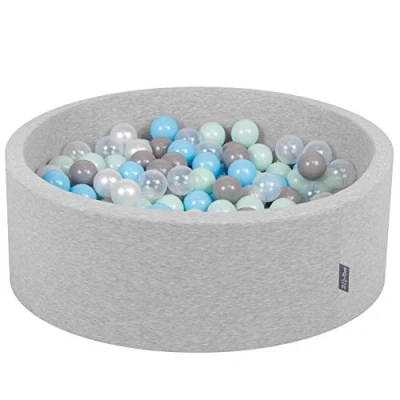 Imagen de KiddyMoon 90X30cm/200 Bolas ∅ 7Cm Piscina De para Ninos Hecha En La UE, Gris Clr:Perla/Gris/Transparente/Azul Clr/Menta