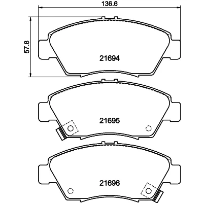 Imagen de HELLA 8DB 355 016 461 Juego de pastillas freno con avisador acústico desgaste HONDA: CIVIC 6 Hatchback, 7 Fastback
