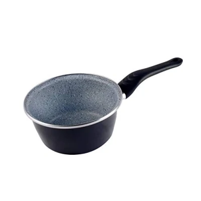 Imagen de Magefesa Dolomiti Cazo 16 cm de acero esmaltado, antiadherente multicapa efecto piedra, color gris exterior. Apto para todo tipo cocinas, incluida inducción.