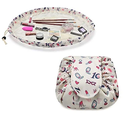 Imagen de URAQT Bolso Cosmético, Bolsas de aseo con Cordón, del Maquillaje Gran Capacidad Portátiles Organizador Perezoso