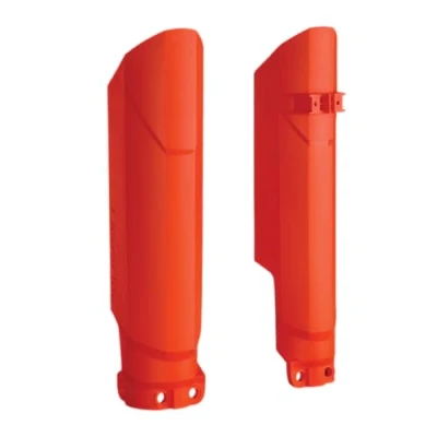 Imagen de POLISPORT 8399300001 Protector de horquilla envolvente completo fabricado en plástico resistente a los impactos y la abrasión compatible con motocicletas KTM color Naranja