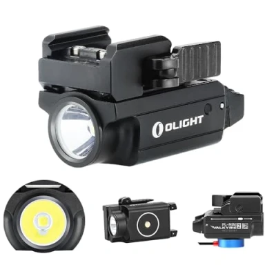 Imagen de OLIGHT PL Mini 2 Valkyrie Linterna Táctica con Riel Ajustable Carga Magnética Potente 600 Lúmenes para Caza Investigación Exterior(negro)
