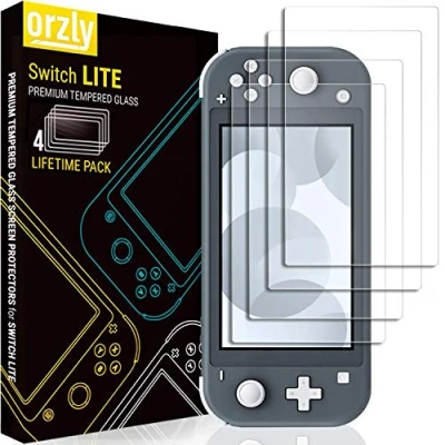 Imagen de Orzly Protector Pantalla Nintendo Switch Lite de Templado [Pack 4] Vidrios Cristal Completa Proteccion TGSP Anti Scratch para (2019)