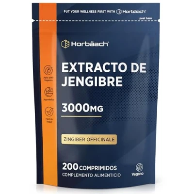 Imagen de Jengibre en Cápsulas Puro 3000mg 200 Comprimidos Veganos Extracto Natural de Ayurveda Ginger Root Extract Horbaach