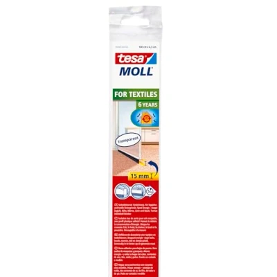 Imagen de Barra bajo puerta de PVC cepillo para moquetas tesamoll, 1 m x 43 mm, color transparente