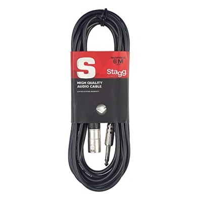 Imagen de Stagg Cable XLR a conector macho desequilibrado para conectar la guitarra una caja DI, efectos, etc. o conectarla directamente mesa de mezclas, negro, 6 m