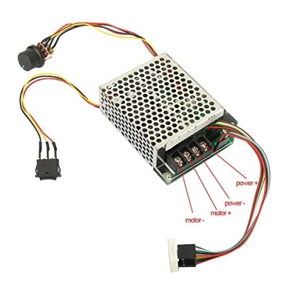 Imagen de Pantalla digital 0 100% Controlador de velocidad del motor CC, ajustable 10 55V 60A CC PWM 12V 24V 48V 2000W MAX 100A Potenciómetro reversible