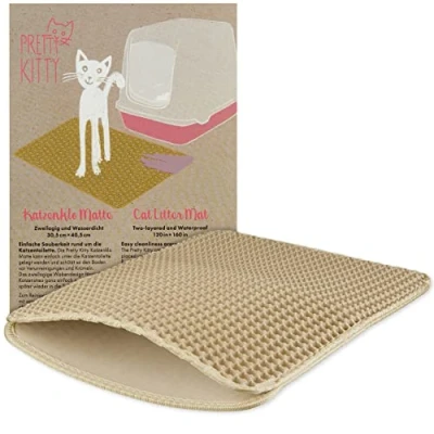 Imagen de Alfombra para arenero de gatos beis: Tapete higiénico 30x40 cm con arena Esterilla higiénica Alfombrilla Pretty Kitty