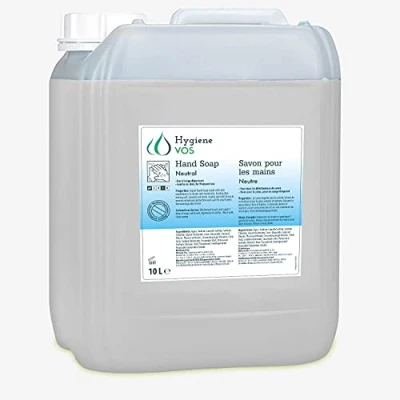 Imagen de Hygiene VOS 10 litros Jabón Líquido de Manos Neutro sin perfume pH Uso Diario. Fórmula Extra Suave y Biodegradable. Envase Económico 10L, para Todo Tipo Dispensadores