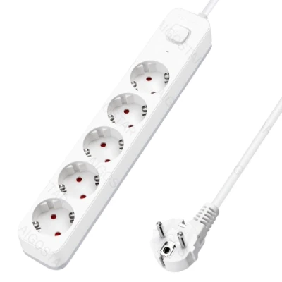 Imagen de Aigostar Regleta Enchufes de 5 Enchufes, Alargador Enchufe metros con Interruptor, Blanco