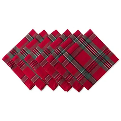 Imagen de DII Farmhouse Christmas Plaid Mesa de Comedor y decoración Cocina, Juego servilletas navideñas, 18 x 18, Rojo Verde, 6 Unidades
