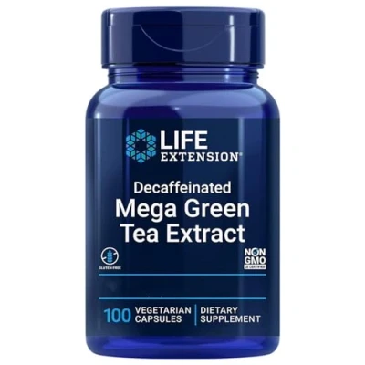 Imagen de Life Extension, Mega Green Tea Extract, 725mg, Descafeinado, 100 Cápsulas veganas, Probado en Laboratorio, Vegetariano, Sin Gluten, Soja, No GMO