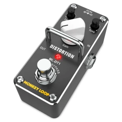 Imagen de MONKEY LOOP ML DT1 Pedal de Efectos para Guitarra Eléctrica Distorsión con Control Tono y Ganancia Calidad Señal True Bypass Consumo Corriente 5.5 mA (DC 9V)