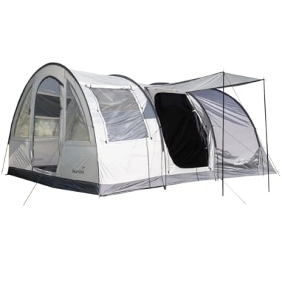 Imagen de Skandika Simo Tienda Familia túnel de 4 Personas Suelo Cosido, Impermeable, Columna Agua 3000 mm, cabinas oscurecidas, mosquitera, 3 entradas (450 x 260 cm)