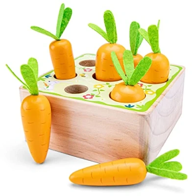 Imagen de New Classic Toys Juego de Recogida Zanahorias Madera, Multicolor, 125 x 65mm (10804)