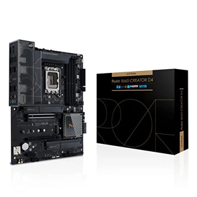 Imagen de ASUS PROART B660 CREATOR D4 Placa Base ATX Intel LGA 1700 (VRM de 12+1 Fases (50 A), PCIe 5.0, RAM DDR4, USB C DisplayPort, Ethernet 2,5 GB y 1 GB, Tres M.2)