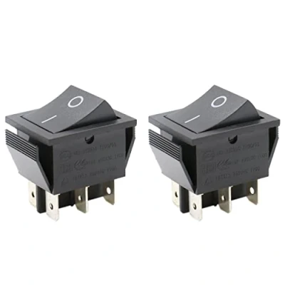 Imagen de Heschen Interruptor basculante ON OFF DPDT 6 terminales 16A 250VAC negro 2 unidades