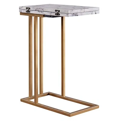 Imagen de Teamson Home Mesa Extensible en Forma de C con encimera mármol sintético, Acabado latón VNF 00037EX