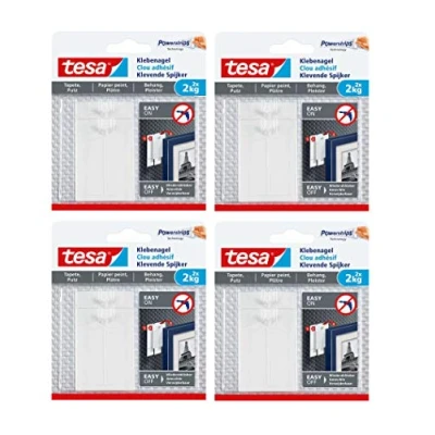 Imagen de tesa Clavo adhesivo para papel pintado y yeso, capacidad de carga 2 kg (2 8 clavos)