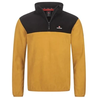 Imagen de Höhenhorn Skyja Sudadera de forro polar para hombre con media cremallera, Mostaza Amarillo/Negro, M