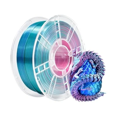 Imagen de iBOSS filamento de seda PLA Plus 1,75 mm, para impresora 3D +/ 0,02 bobina 1 kg/bobina, acabado brillante, rojo seda, azul y cian