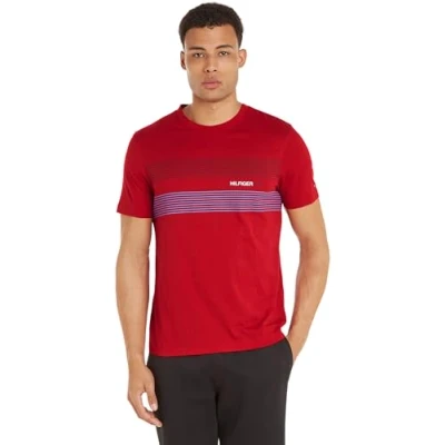 Imagen de Tommy Hilfiger Hombre Camiseta Manga Corta Cuello Redondo, Rojo (Primary Red), S