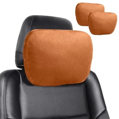 Imagen de 2x Cojín Reposacabezas Coche. Almohada Cervical para Asiento del Auto. Soporte de Cuello Respaldo Conductor, Transpirable, Cómodo, Ajustable. Viaje en