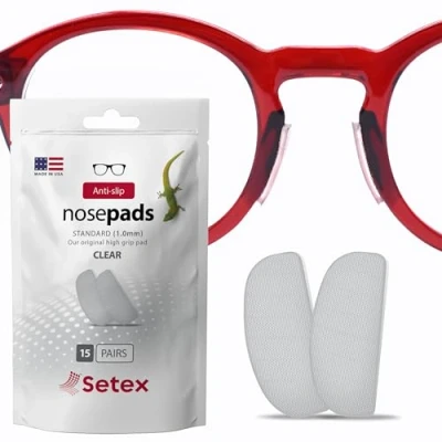 Imagen de Almohadillas nasales antideslizantes Setex Gecko Grip de 1 mm (paquete a granel 15 pares transparentes), fibras microestructuradas innovadoras