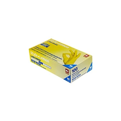 Imagen de AMPri guantes de nitrilo amarillo, 100 unidades, talla M, sin talco, estilo limón by Med Comfort: desechables en tallas XS, S, L, XL