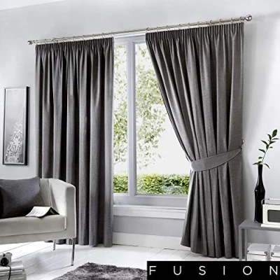 Imagen de Fusion Dijon Par de Cortinas Plisadas con Aislamiento térmico, 117 x 137 cm, Color carbón