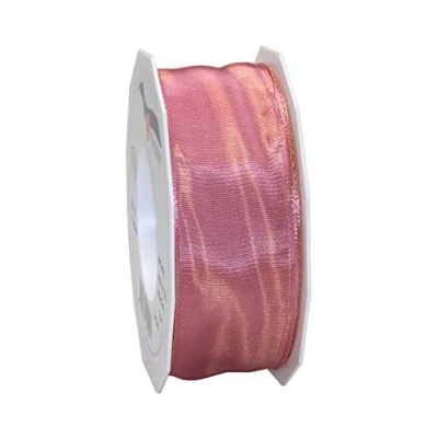 Imagen de Präsent LYON Cinta de tafetán con alambre, x, color rosa, Rojo carmesí, 40 mm 25 m