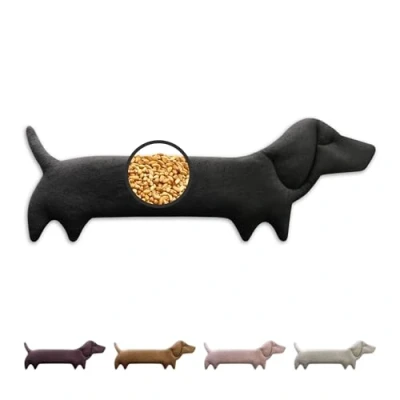 Imagen de Leschi Saco Térmico de Semillas para Microondas 47x23 cm, 100% Algodón y Trigo Orgánicos, en forma perro negro, Bolsa ideal Cuello, Cervical Espalda