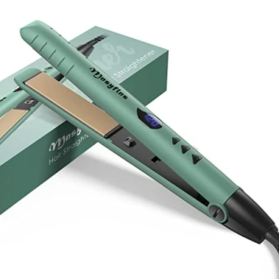 Imagen de Mnsyflns Planchas del Pelo, 2 en 1 Placas de Cerámica Alisador y Rizador, Profesional Rápido Salón Aparatos Utensilios Peluquería con Temperatura Ajustable 0 ℃ 200 ℃,Verde