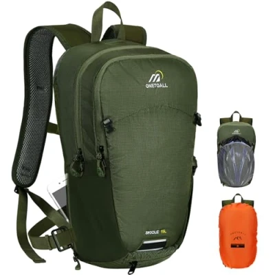 Imagen de ONETOALL Mochila de Ciclismo 15L con Funda Impermeable, Hidratación MTB para Hombre y Mujer, Senderismo Pequeña Antirrobo Moto, Mochilas Esquí Bicicleta Montaña Running