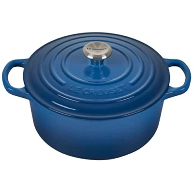 Imagen de LE CREUSET Evolution Cocotte con Tapa, Redonda, Todas Las Fuentes de Calor Incl. inducción, 3,3 l, Hierro Fundido, Azul(Marseille), 22 cm