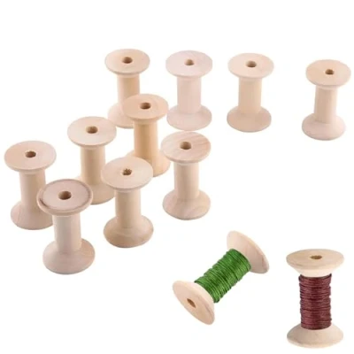 Imagen de VIFER Carretes de Hilo Madera, 10 Piezas Bobinas para Manualidades, Color 47 mm x 31
