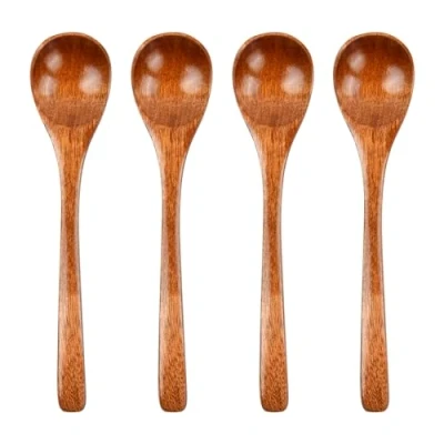 Imagen de Chstarina 4 Piezas Cuchara de Madera, Cucharas Cocina, Pequeña, 14.5cm, Cucharillas Café, Sopa, Accesorios Cocina para Miel, Té