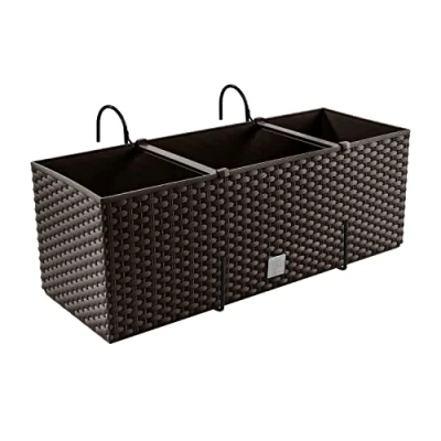 Imagen de Macetero con aspecto de ratán, soportes, maceta para balcón, jardinera, jardineras, Umbra