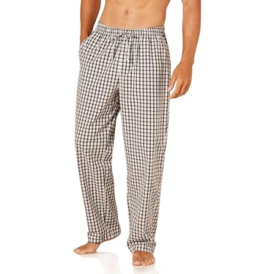 Imagen de Amazon Essentials Pantalón de Pijama Tejido Ajuste Recto Hombre, Negro Gris Cuadros Escoceses, XL