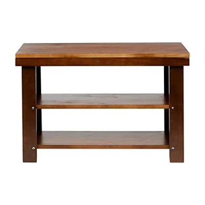Imagen de Amazon Basics Banco zapatero de madera pino macizo, Espresso, 70 x 26 45 cm