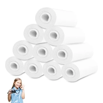 Imagen de Lectorias 10 rollos Papel termico camara infantil, Datáfono de Alta Durabilidad, impresora termica rollo, para tpv, ticket impresoras, Resistente al Agua, Aceite y a los Arañazos